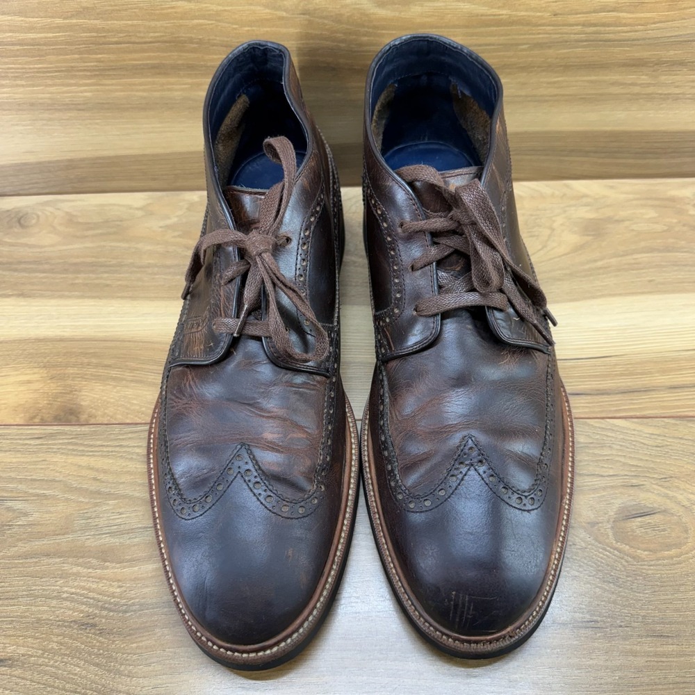 Cole Haan Martin Wedge Wingtip Boots Mens 13 M Brown Leather Lace Up Vibram Sole - Picture 5 of 11